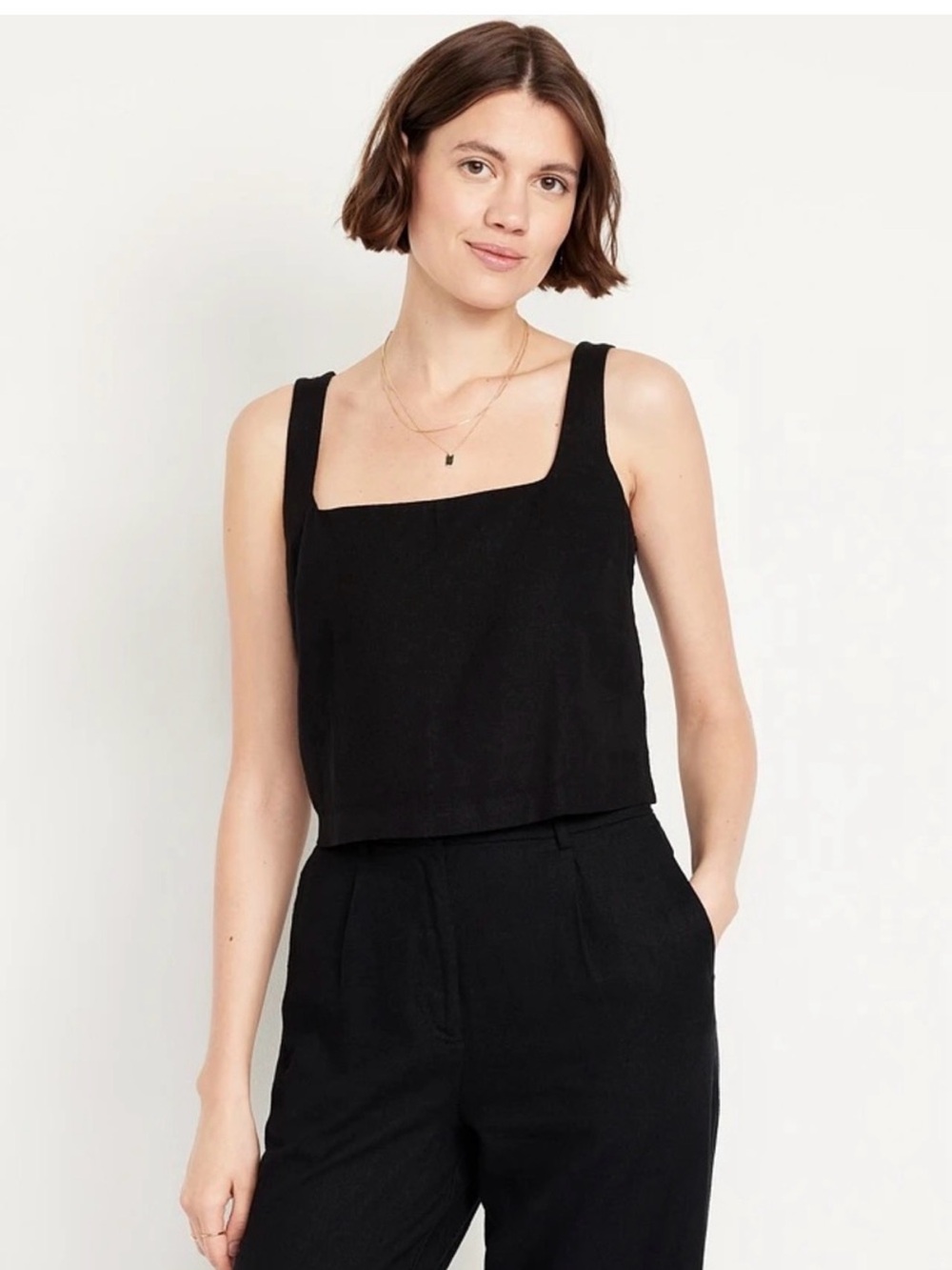 Old navy linen blend square neck crop tank